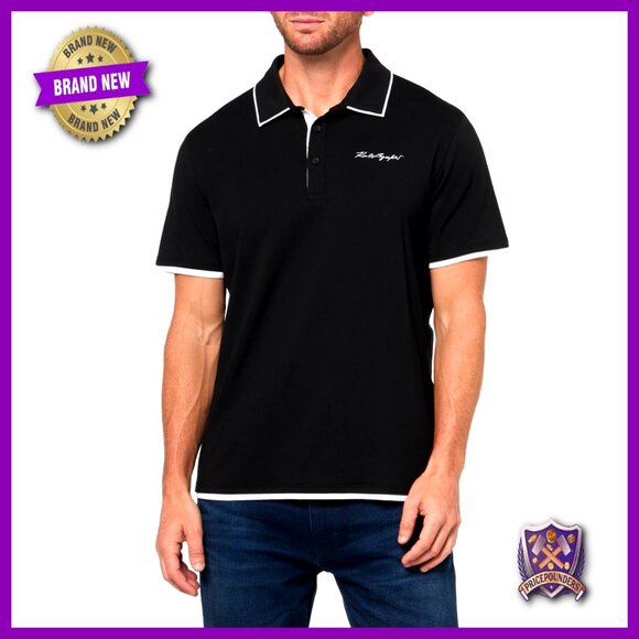 Men's Collared Color Block Polo Short Sleeve Button Front Active Wear